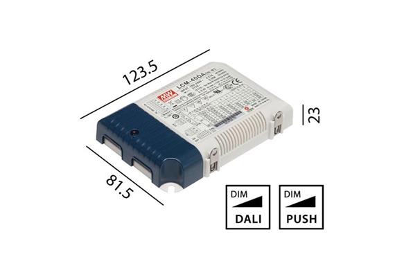 Schaltnetzgerät LCM-40DA 40W / DALI  180-240V / L=123.5 B=81.5 H=23