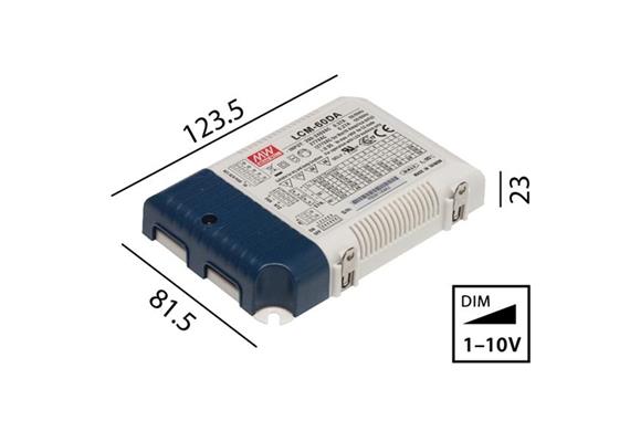 Schaltnetzgerät LCM-60 / 60W / 1-10V  180-240V / L=123.5 B=81.5 H=23