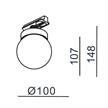 Schienenleuchte 1Ph. Orbi 7.8W Opal weiss matt  230V/2700K 1280Lm CR90 D=100 H=148 IP20 | Bild 2