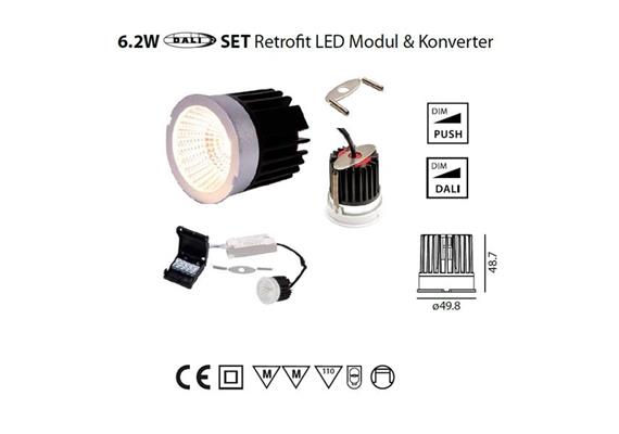 SET DALLI MR16 LED Modul & Konverter 6W 40°  DC 2700K DC 350mA 460lm CRI:90 H=50mm