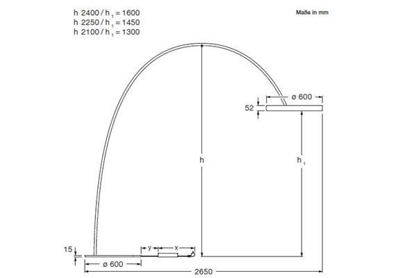 Stehbogenleuchte MITO largo schwarz - rosegold  230V/LED 3330lm 60W D=600 H=2100-2400 IP20