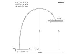 Stehbogenleuchte MITO largo weiss - goldmatt  230V/LED 3330lm 60W D=600 H=2100-2400 IP20