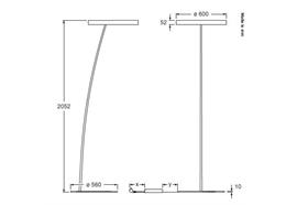 Stehleuchte MITO raggio 60W 230V/ LED 3330lm 60W/ D=600 H=2052 / IP20