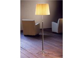 Stehleuchte Pie de Salon chrom inkl. Schirm Leinen weiss  230V E27 max.100W IP20