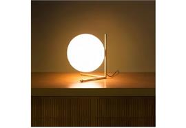 Tischleuchte IC T1 LOW chrom  230V 60W E14/ Stahl/ geblasenem Opalglas