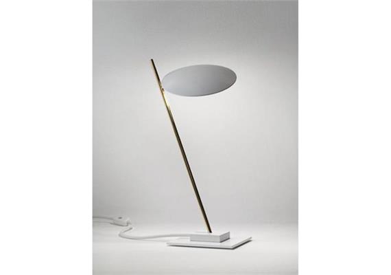 Tischleuchte Lederam T1 LED 17W/2700°K weiss/gold  230V/1400lm H=41 base 15x15cm, dimmbar