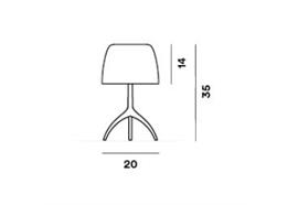 Tischleuchte Lumiere 25th pic.Tavolo cro/champ. m. Dimmer  240V/G9 2x48W H=350 D=200mm