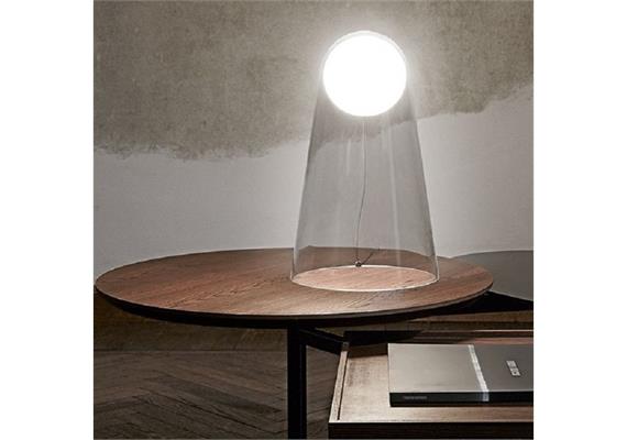 Tischleuchte Satellight LED 8W 2700K weiss/transp.  230V/ H=39cm D= Fuss 24cm 957lm