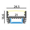 Wand-Deckenaufbauprofil TOP33 für LED alu eloxiert  B=24.5mm H=16.6mm L=1000mm | Bild 2