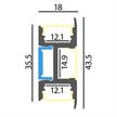 Wandaufbauprofil Wall 49 43.5mm für LED alu eloxiert  ohne Lasche 35.5mm B=18mm L=1000mm | Bild 2