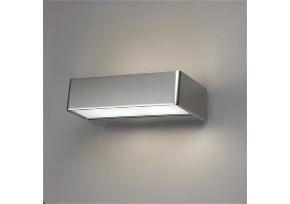 Wandleuchte Domo Led 10W 2700K silberfarb  240V/900lm CRI80 2700K L=190 T=102 H=50 IP20