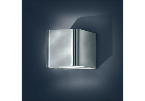 Wandleuchte Intro 4 Edelstahl gebürstet  240V/E27/Halolux/1x75W IP54  155x155xD=128