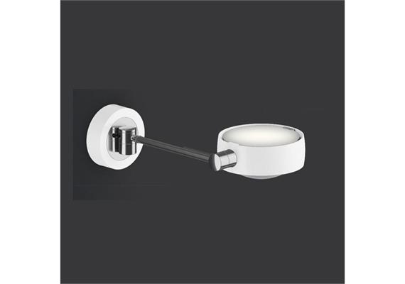 Wandleuchte LETTO LED Up links 20cm chrommatt Base weiss matt  UP Version inkl. Konverter