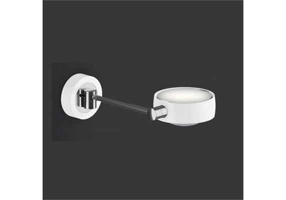 Wandleuchte LETTO LED Up links 20cm chrommatt Base weiss matt  UP Version inkl. Konverter