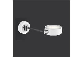 Wandleuchte LETTO LED Up links 20cm chrommatt Base weiss matt  UP Version inkl. Konverter