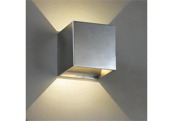 Wandleuchte Qubit Q LED 6.6W 2700°K alu satiniert  230V/24V/350mA DC / H=102 B=102T=102