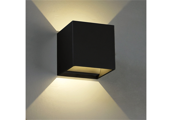 Wandleuchte Qubit Q LED 6.6W 2700°K schwarz matt  230V/24V/350mA DC / H=102 B=102 T=102
