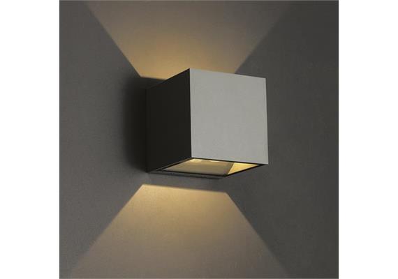 Wandleuchte QUBIT Q LED 9.3W grau  230V/ 2700K H=102 B=102 T=105 / IP54