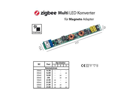 Zigbee-Dimmeinmheit für Magneto Adapter  DC 48V 30W 350-700mA / dim range 5-100%
